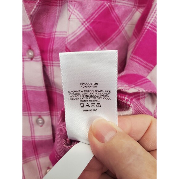 Express Boyfriend Portofino Pink Plaid Button-Up Shirt Size XS NWT - Picture 6 of 6